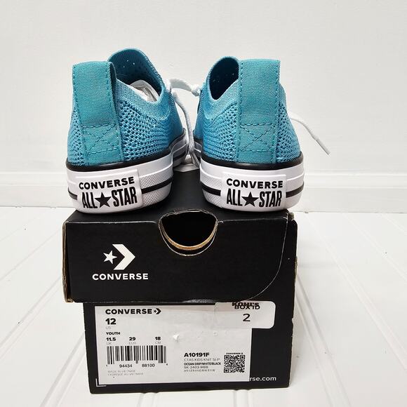 CONVERSE Chuck Taylor All Star SNEAKERS YOUTH shoe,12 BLUE AQUA - Picture 2 of 6